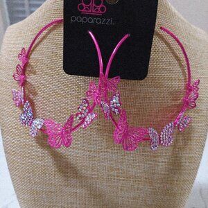 Paparazzi Jewelry-Shimmery Swarm Earring-Pink